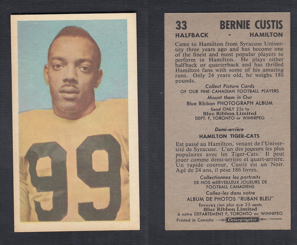 1954 CFL BLUE RIBBON FOOTBALL CARD #33 B. CUSTIS photo