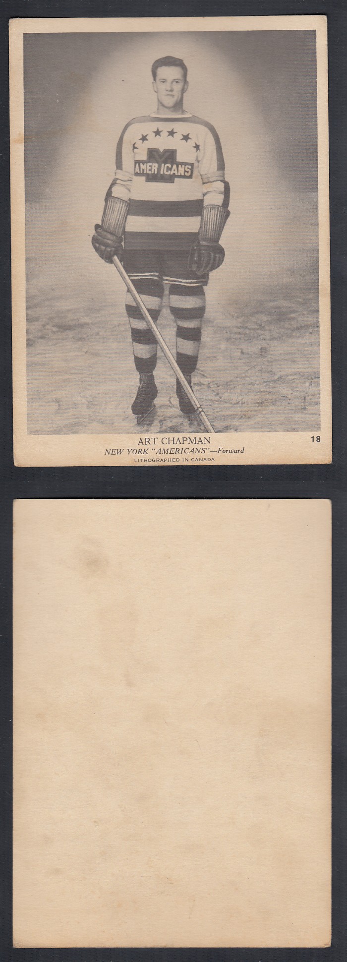 1939-40 O-PEE-CHEE HOCKEY CARD #18 A. CHAPMAN photo