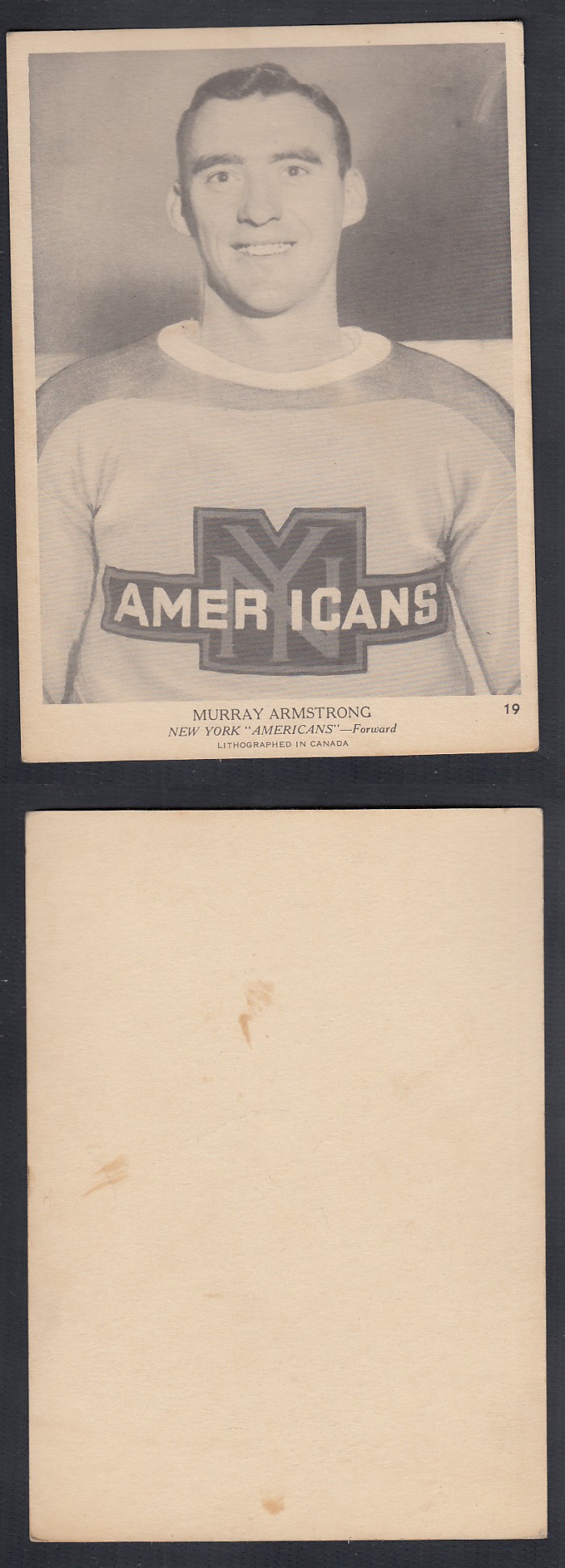 1939-40 O-PEE-CHEE HOCKEY CARD #19 M. ARMSTRONG photo