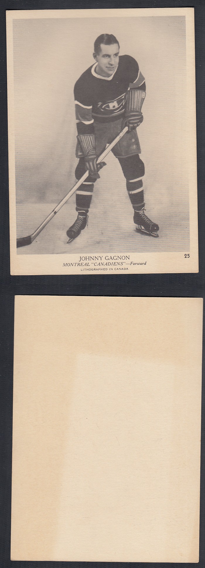 1939-40 O-PEE-CHEE HOCKEY CARD #25 J. GAGNON photo