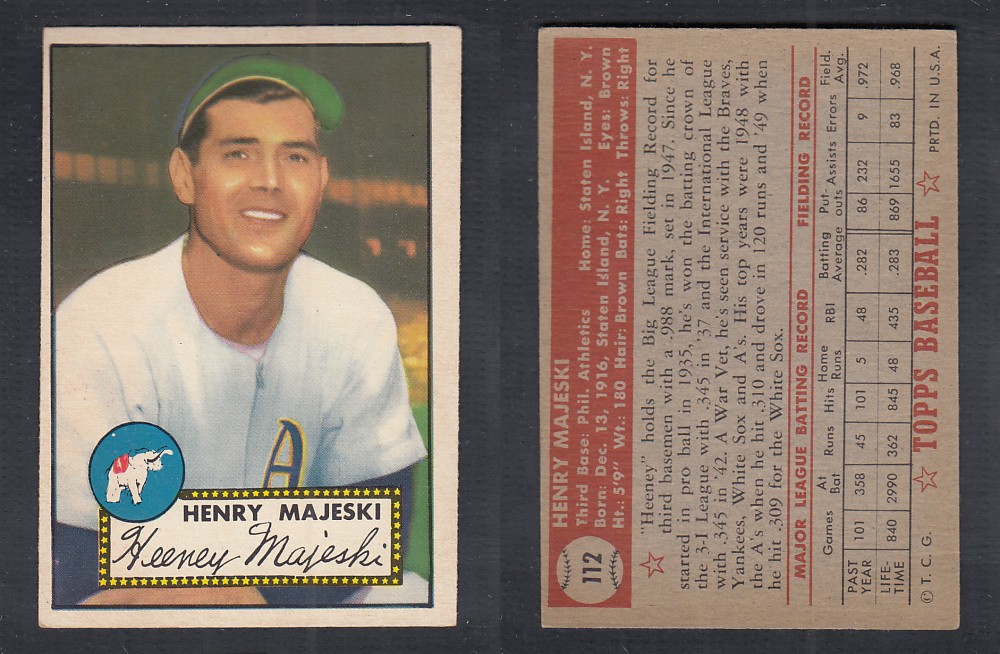 1952 TOPPS BASEBALL CARD #112 H. MAJESKI photo