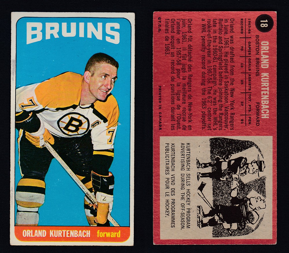 1964-65 TOPPS HOCKEY CARD #18 O. KURTENBACH photo