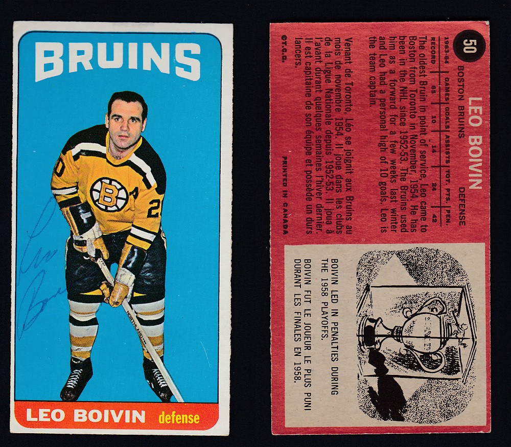 1964-65  TOPPS HOCKEY CARD #50 L. BOIVIN AUTOGRAPHED photo