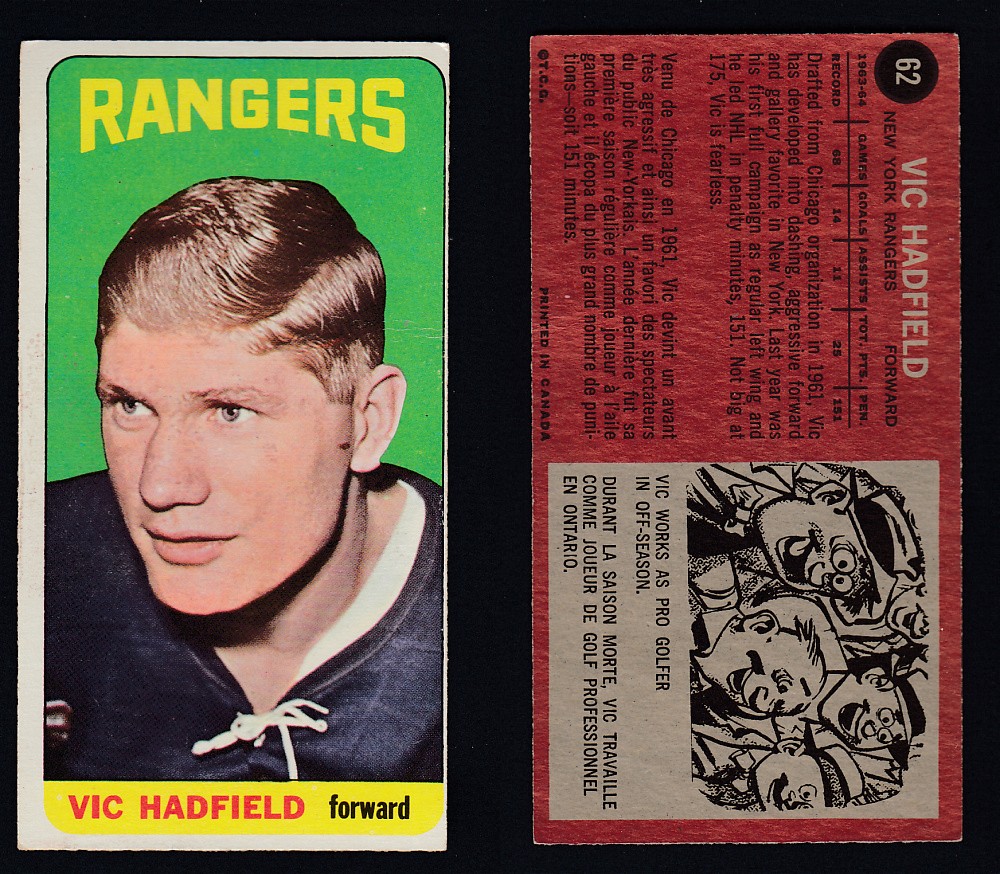 1964-65 TOPPS HOCKEY CARD #62 V. HADFIELD photo