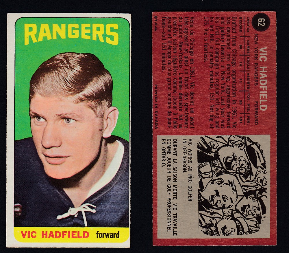 1964-65 TOPPS HOCKEY CARD #62 V. HADFIELD photo