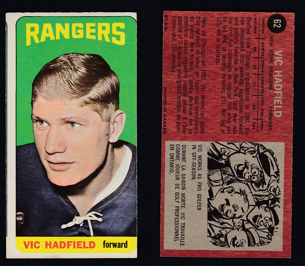 1964-65 TOPPS HOCKEY CARD #62 V. HADFIELD photo