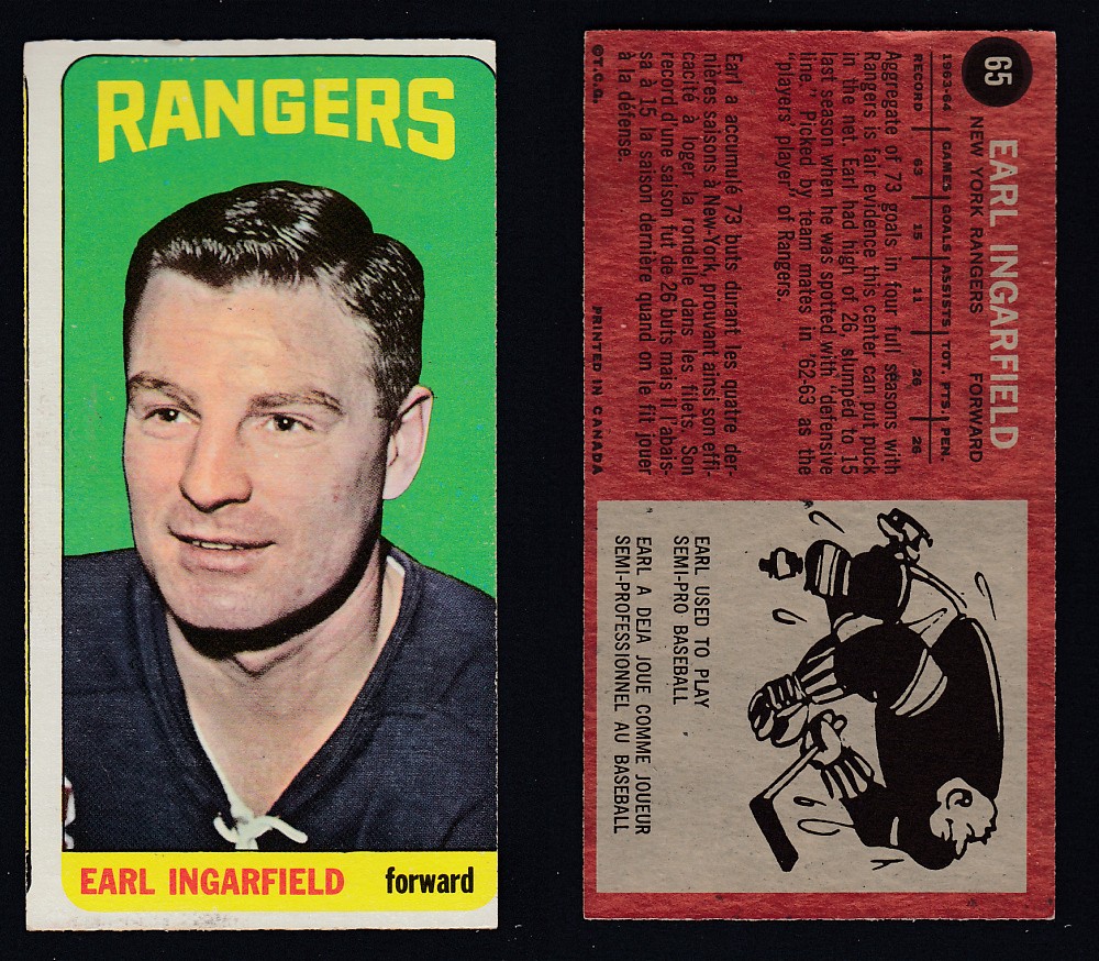 1964-65 TOPPS HOCKEY CARD #65 E. INGARFIELD photo