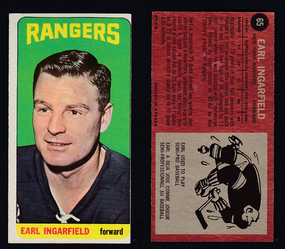 1964-65 TOPPS HOCKEY CARD #65 E. INGARFIELD photo