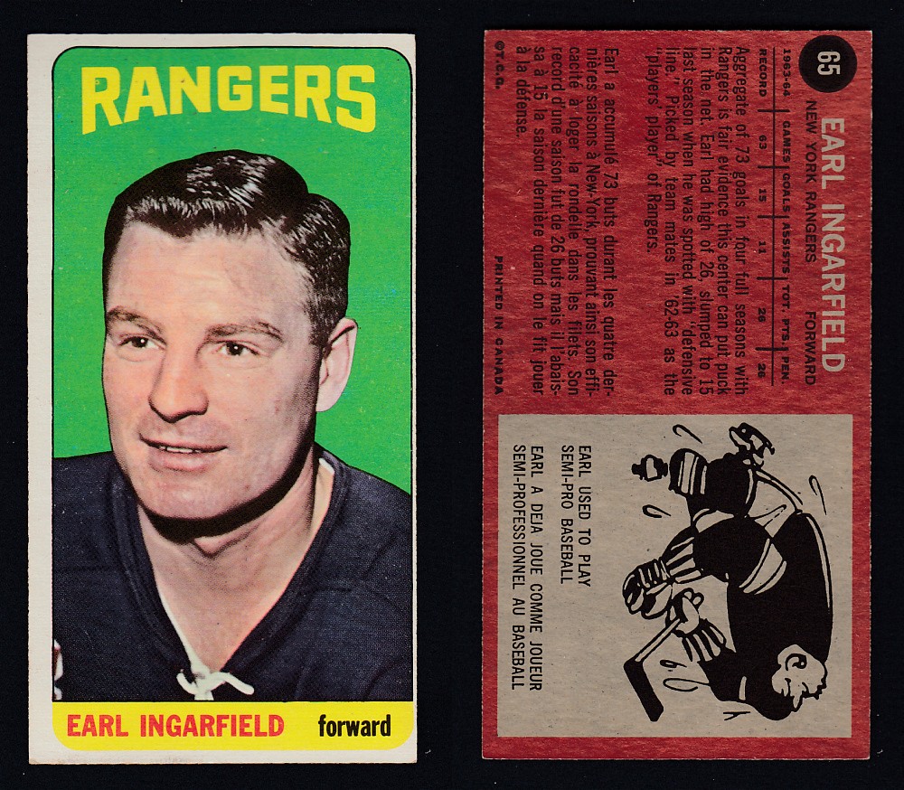 1964-65 TOPPS HOCKEY CARD #65 E. INGARFIELD photo