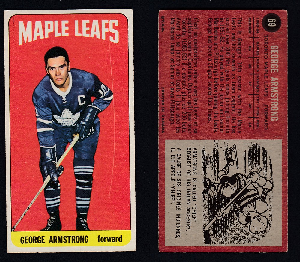 1964-65 TOPPS HOCKEY CARD #69 G. ARMSTRONG photo