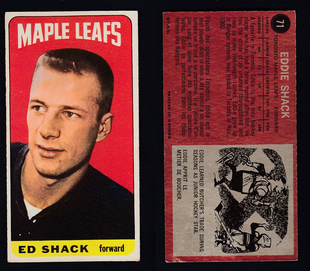 1964-65 TOPPS HOCKEY CARD #71 E. SHACK photo