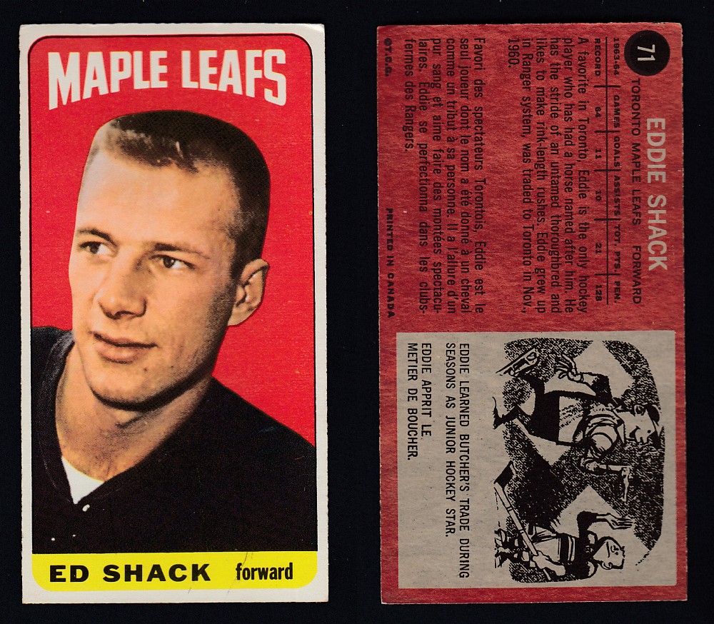 1964-65 TOPPS HOCKEY CARD #71 E. SHACK photo