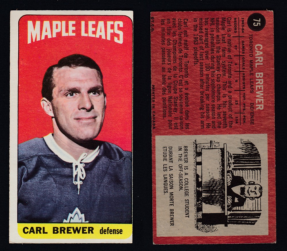 1964-65 TOPPS HOCKEY CARD #75 C. BREWER photo