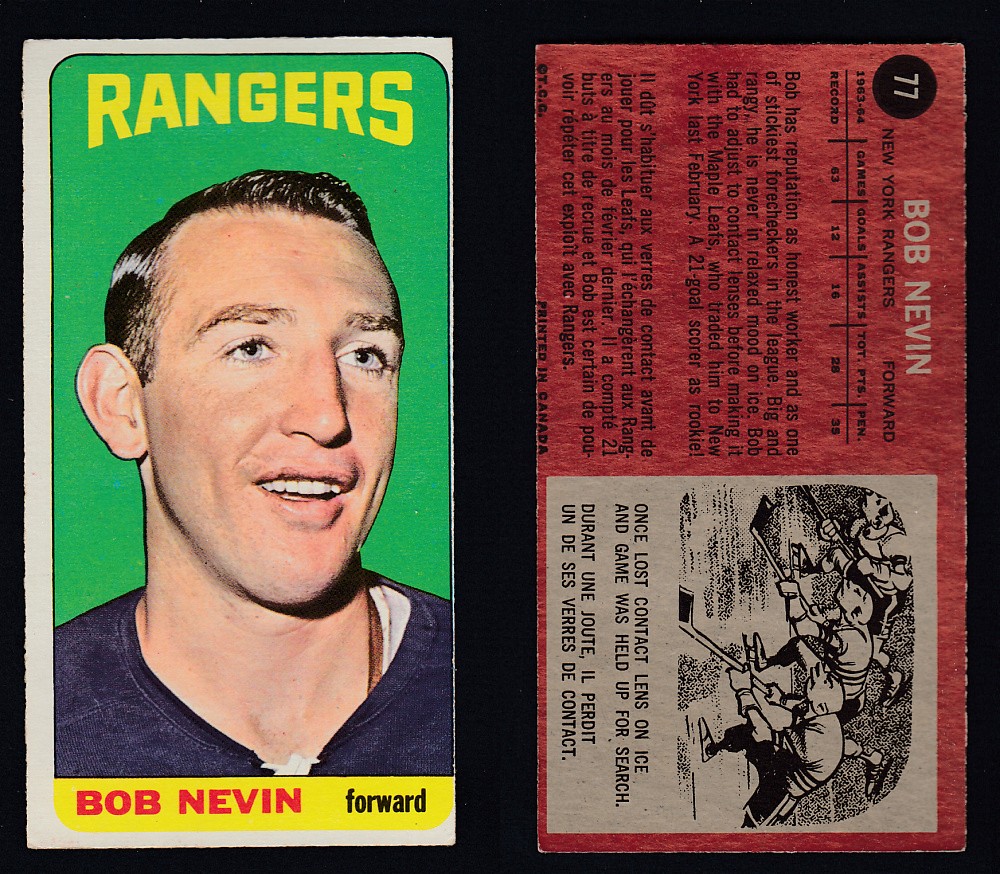 1964-65 TOPPS HOCKEY CARD #77 B. NEVIN photo