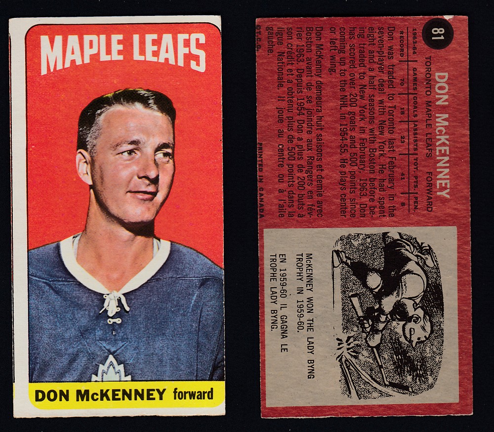 1964-65 TOPPS HOCKEY CARD #81 D. McKENNEY photo