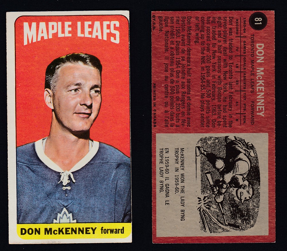 1964-65 TOPPS HOCKEY CARD #81 D. McKENNEY photo