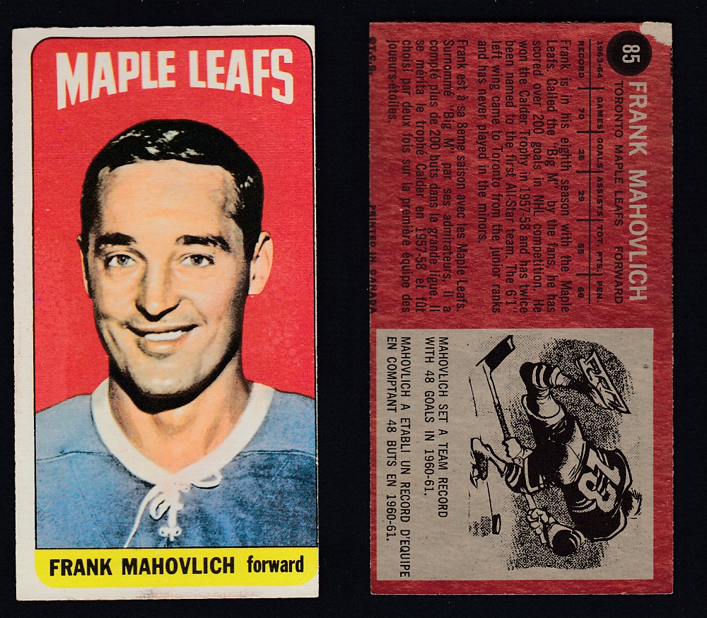 1964-65 TOPPS HOCKEY CARD #85 F. MAHOVLICH photo