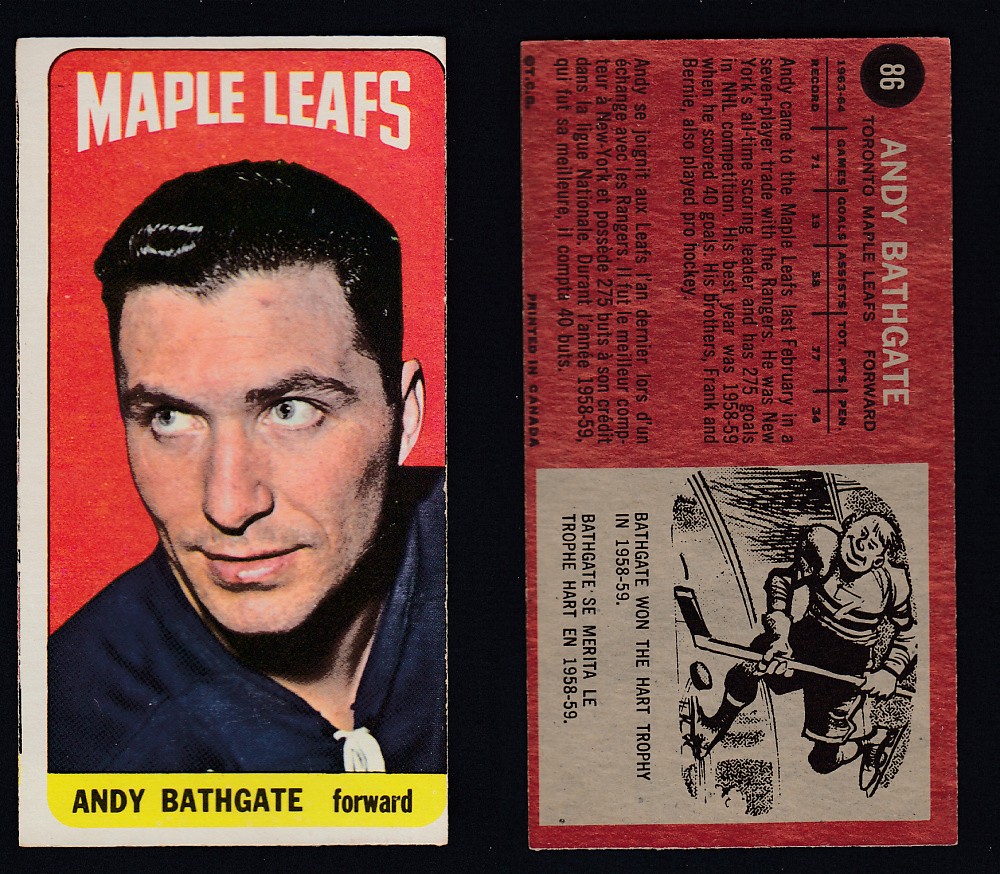 1964-65 TOPPS HOCKEY CARD #86 A. BATHGATE photo