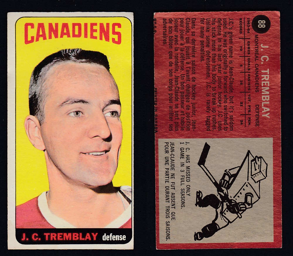 1964-65 TOPPS HOCKEY CARD #88 J.C. TREMBLAY photo