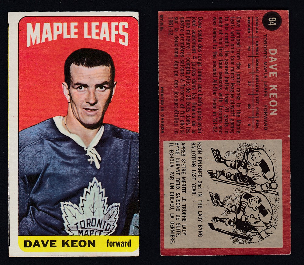 1964-65 TOPPS HOCKEY CARD #94 D. KEON photo