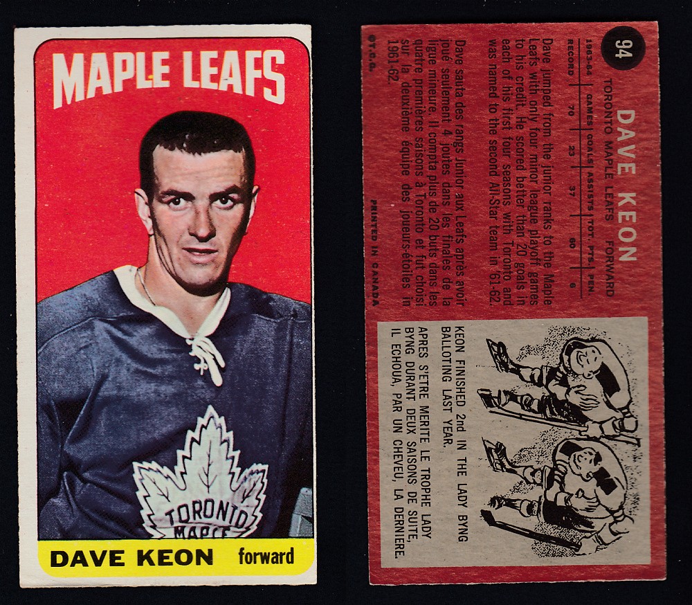 1964-65 TOPPS HOCKEY CARD #94 D. KEON photo