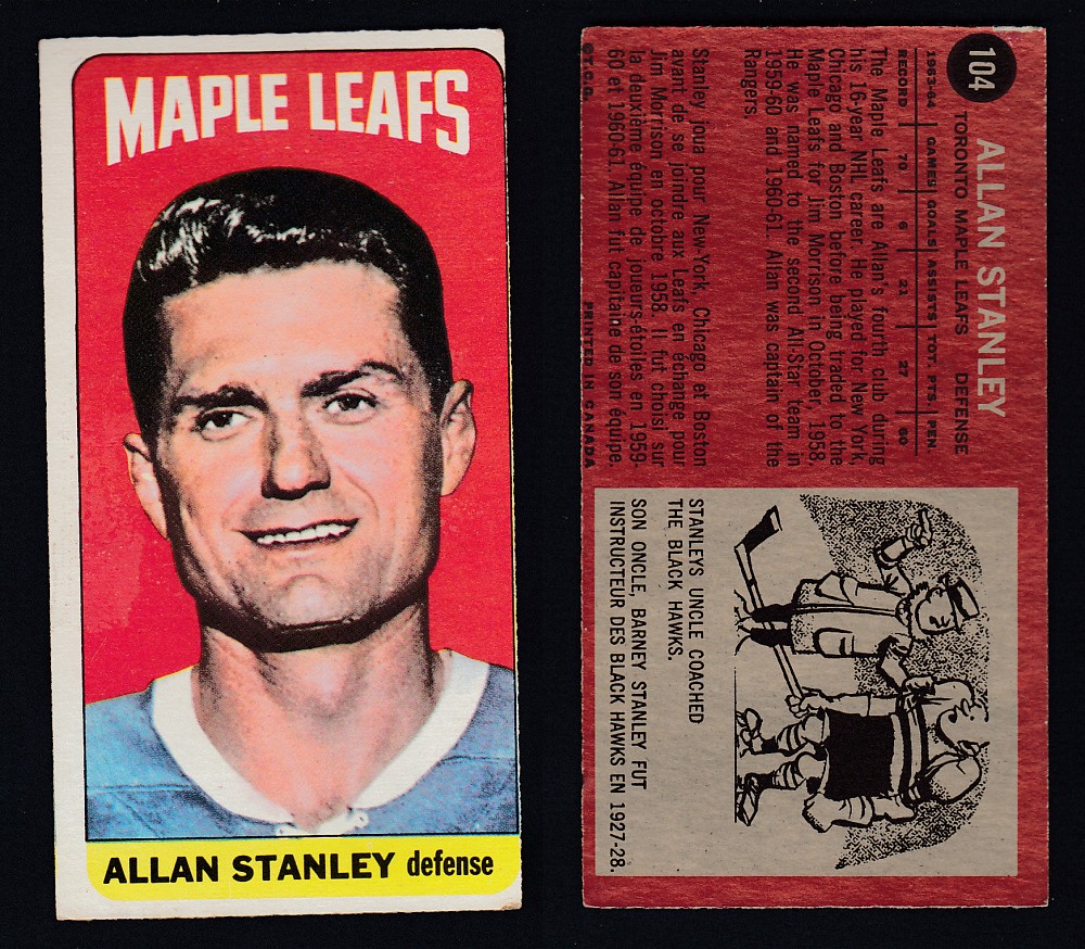 1964-65 TOPPS HOCKEY CARD #104 A. STANLEY photo