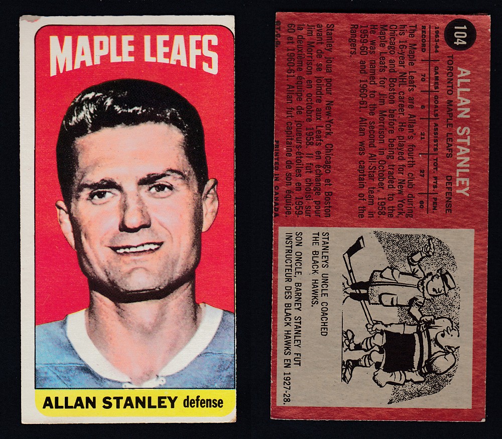 1964-65 TOPPS HOCKEY CARD #104 A. STANLEY photo