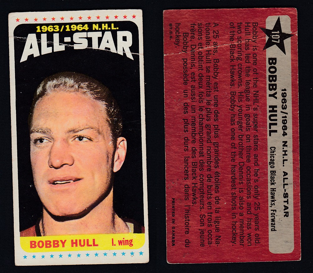 1964-65 TOPPS HOCKEY CARD #107 B. HULL photo