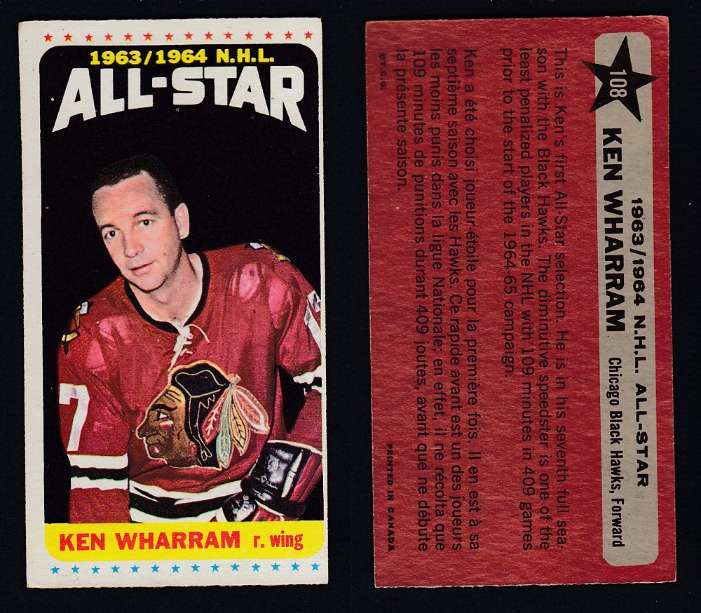 1964-65 TOPPS HOCKEY CARD #108 K. WHARRAM photo