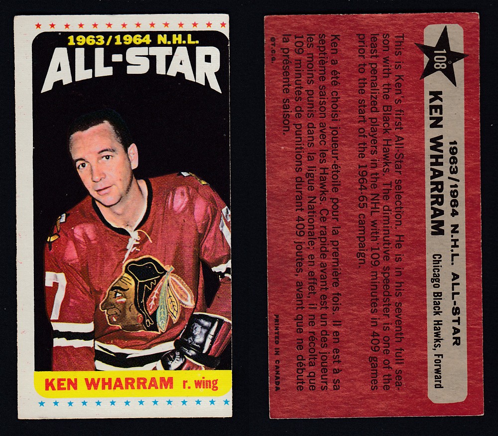 1964-65 TOPPS HOCKEY CARD #108 K. WHARRAM photo