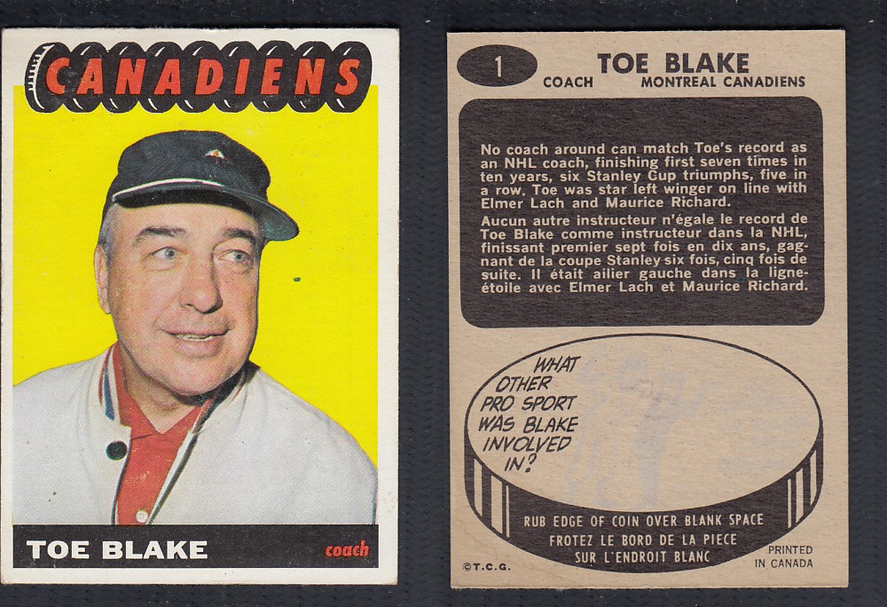 1965-66 TOPPS HOCKEY CARD #1 T. BLAKE photo