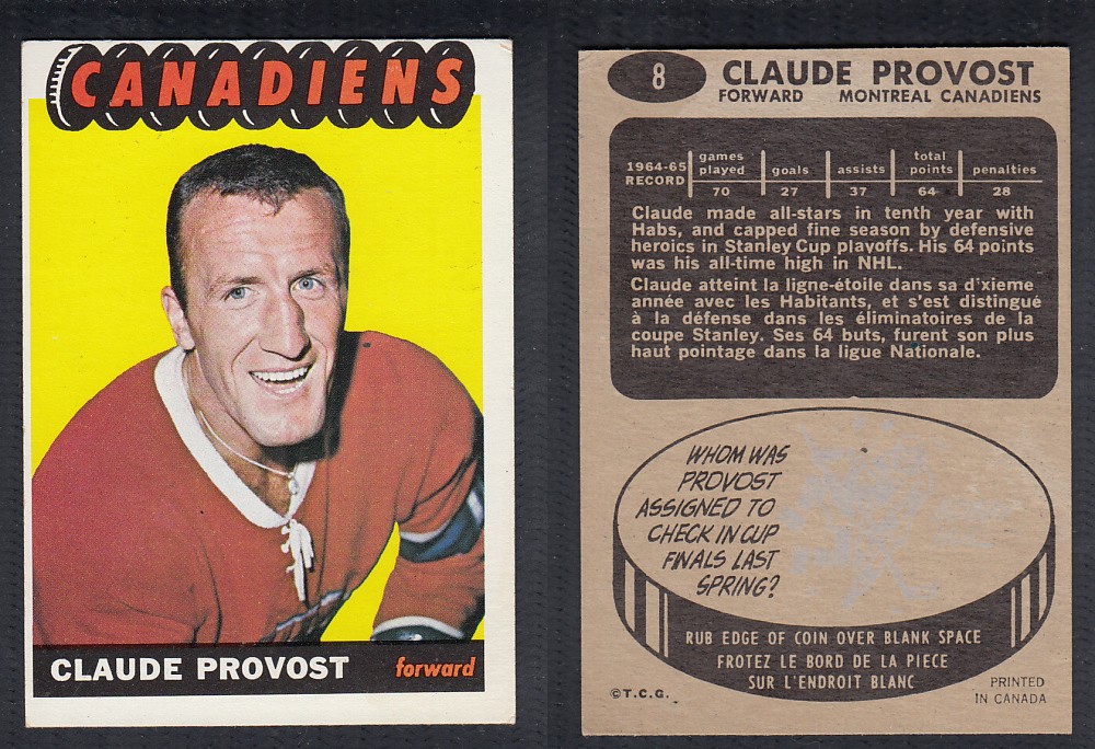 1965-66 TOPPS HOCKEY CARD #8 C. PROVOST photo