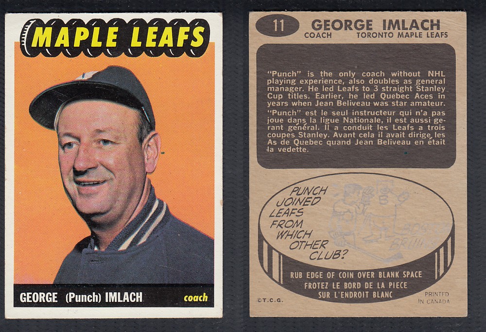 1965-66 TOPPS HOCKEY CARD #11 G. IMLACH photo