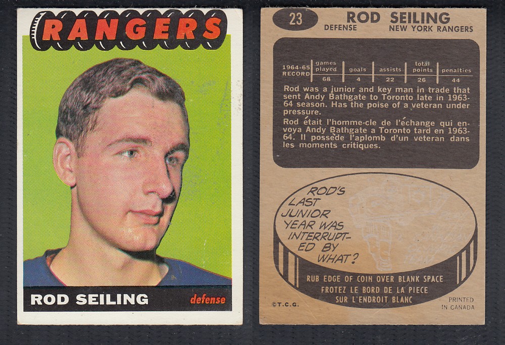 1965-66 TOPPS HOCKEY CARD #23 R. SEILING photo