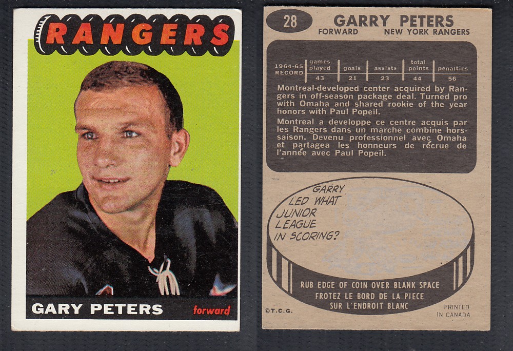 1965-66 TOPPS HOCKEY CARD #28 G. PETERS photo