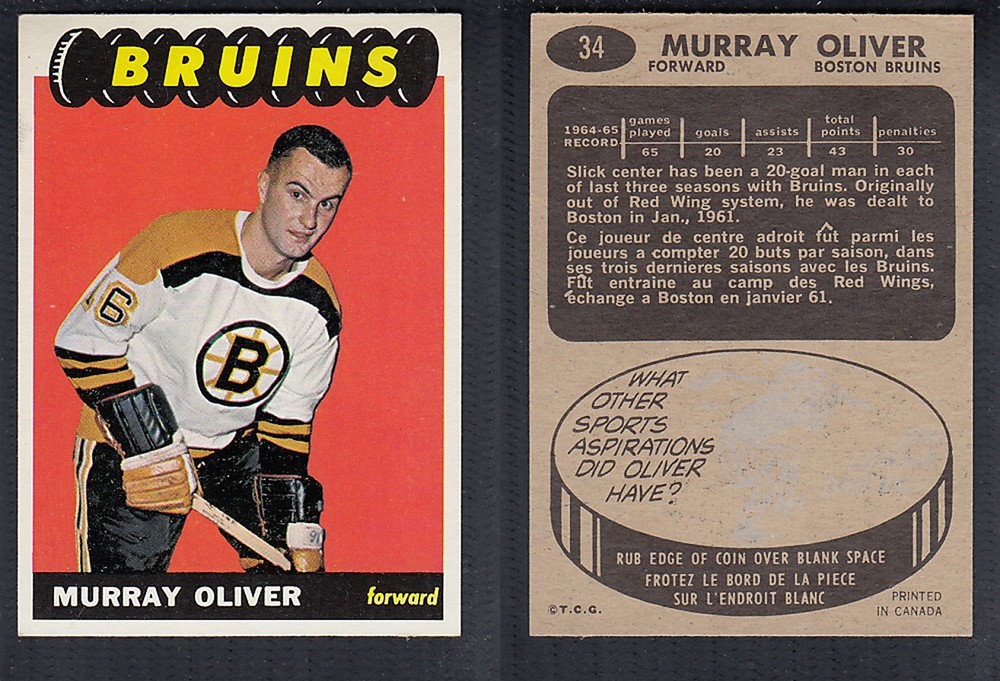 1965-66 TOPPS HOCKEY CARD #34 M. OLIVER photo