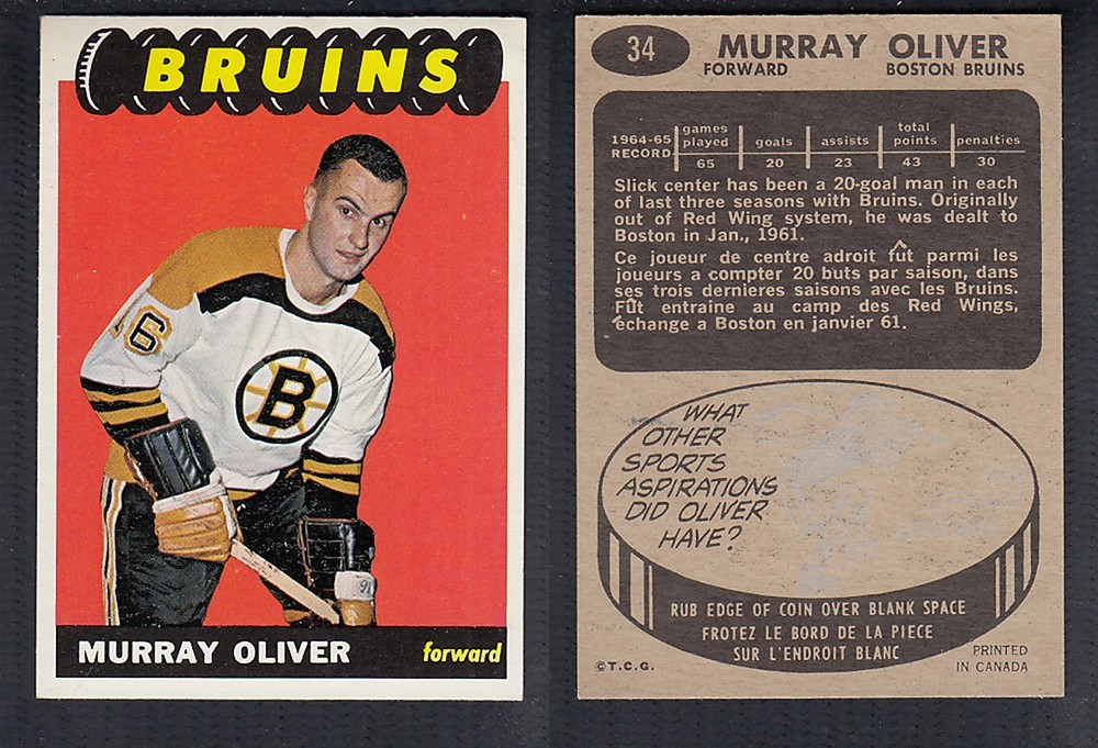 1965-66 TOPPS HOCKEY CARD #34 M. OLIVER photo