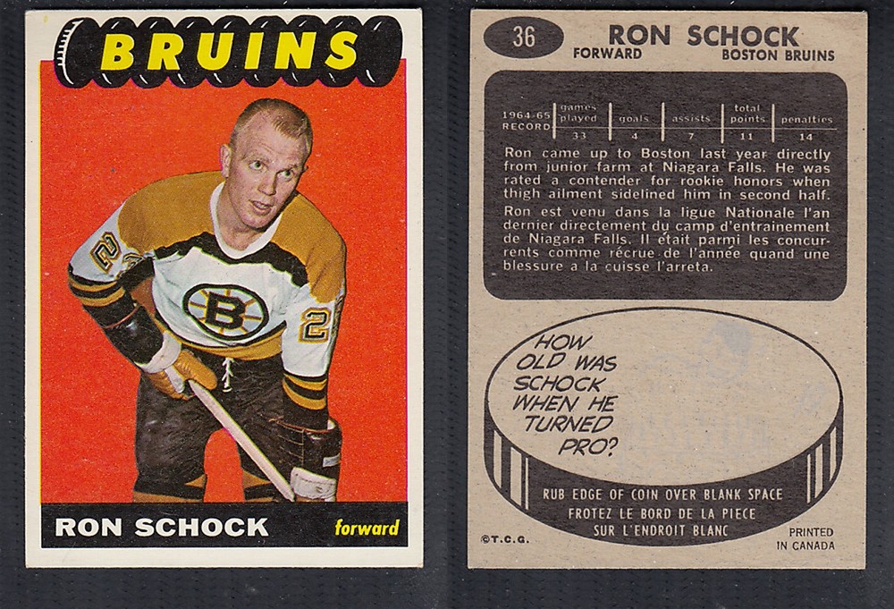 1965-66 TOPPS HOCKEY CARD #36 R. SCHOCK photo