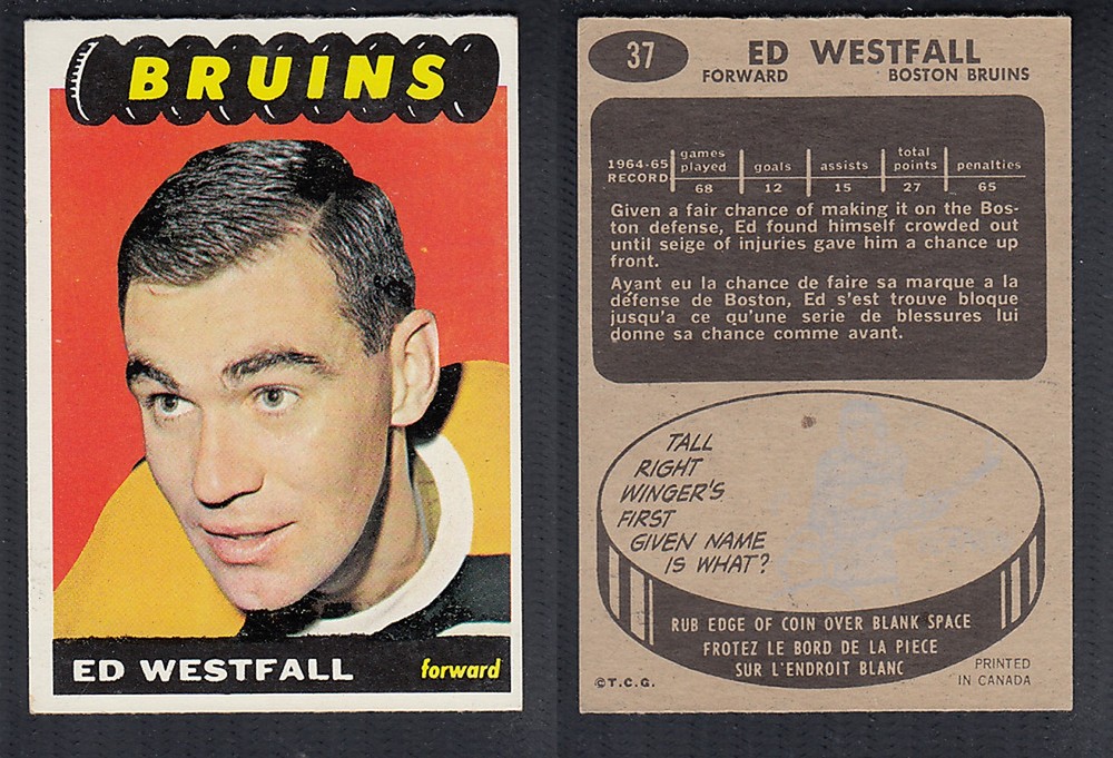 1965-66 TOPPS HOCKEY CARD #37 E. WESTFALL photo