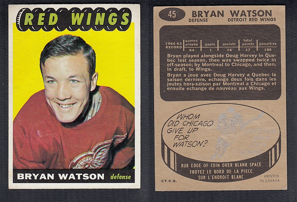 1965-66 TOPPS HOCKEY CARD #45 B. WATSON photo