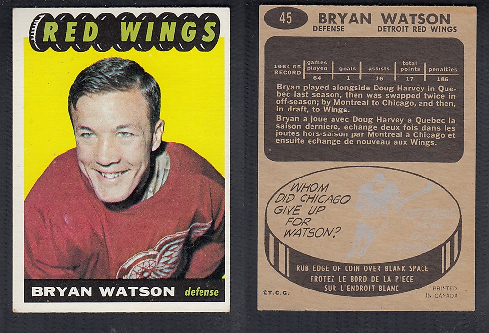 1965-66 TOPPS HOCKEY CARD #45 B. WATSON photo