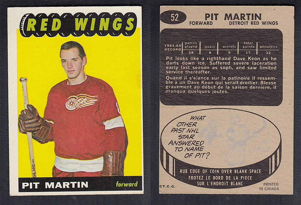 1965-66 TOPPS HOCKEY CARD #52 P. MARTIN photo