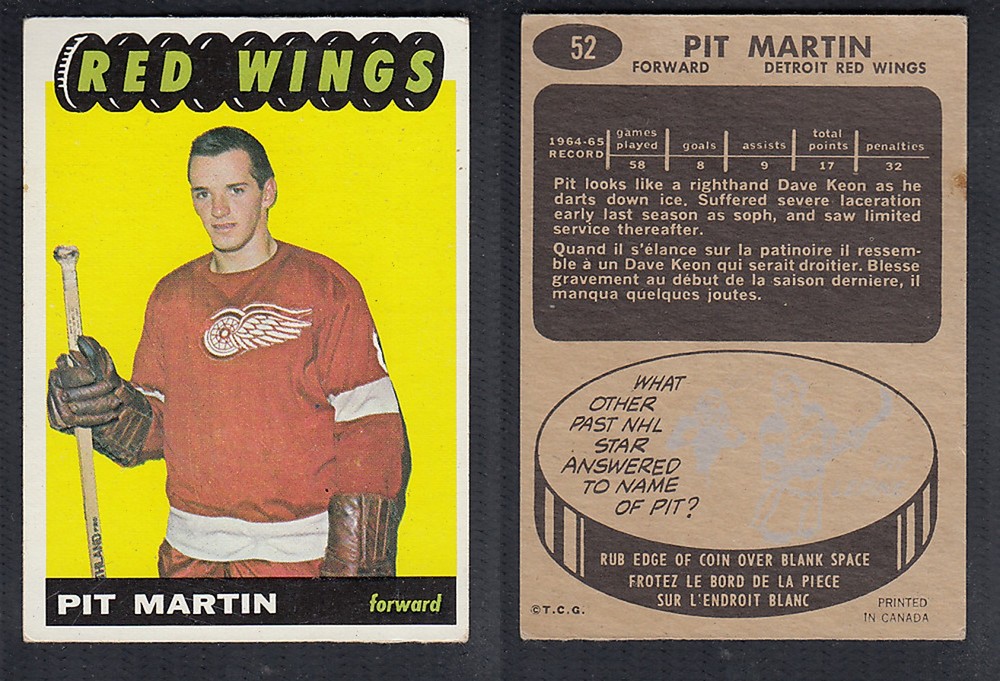 1965-66 TOPPS HOCKEY CARD #52 P. MARTIN photo