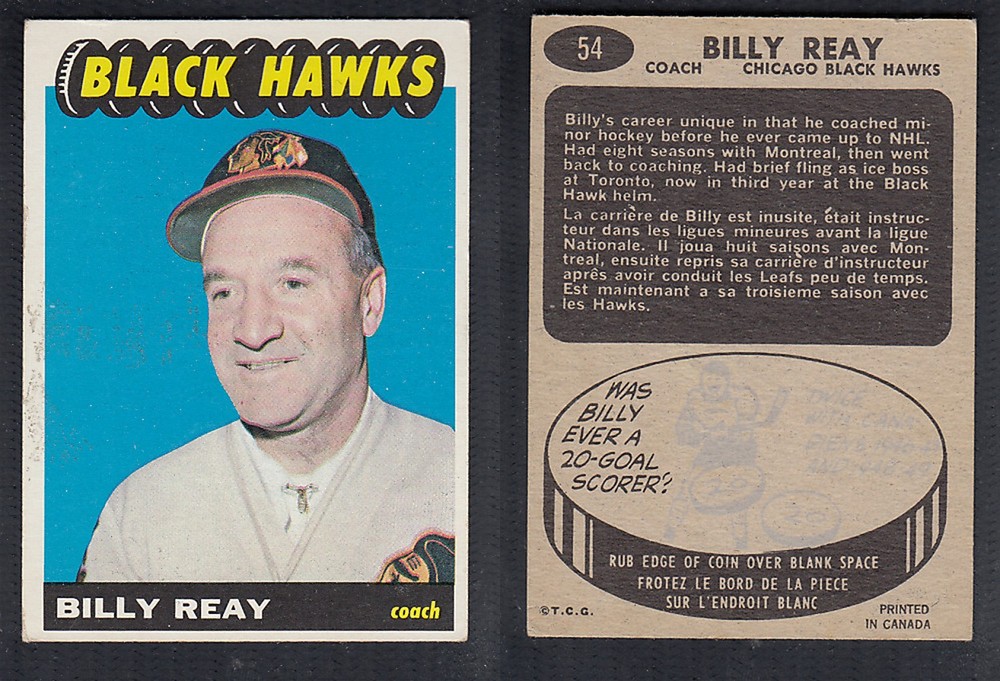 1965-66 TOPPS HOCKEY CARD #54 B. REAY photo