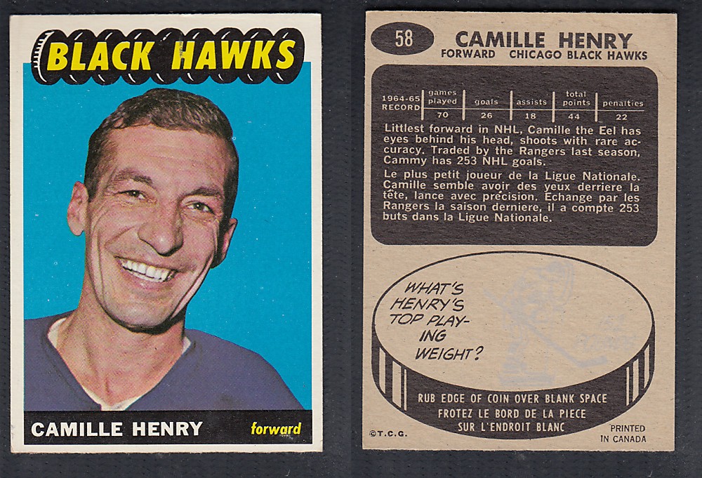 1965-66 TOPPS HOCKEY CARD #58 C. HENRY photo