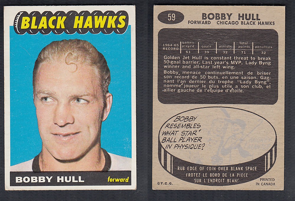 1965-66 TOPPS HOCKEY CARD #59 B. HULL photo