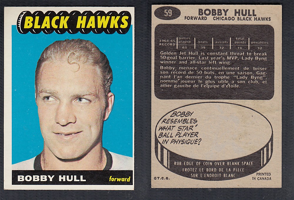 1965-66 TOPPS HOCKEY CARD #59 B. HULL photo