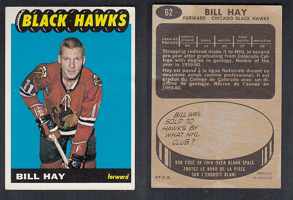 1965-66 TOPPS HOCKEY CARD #62 B. HAY photo