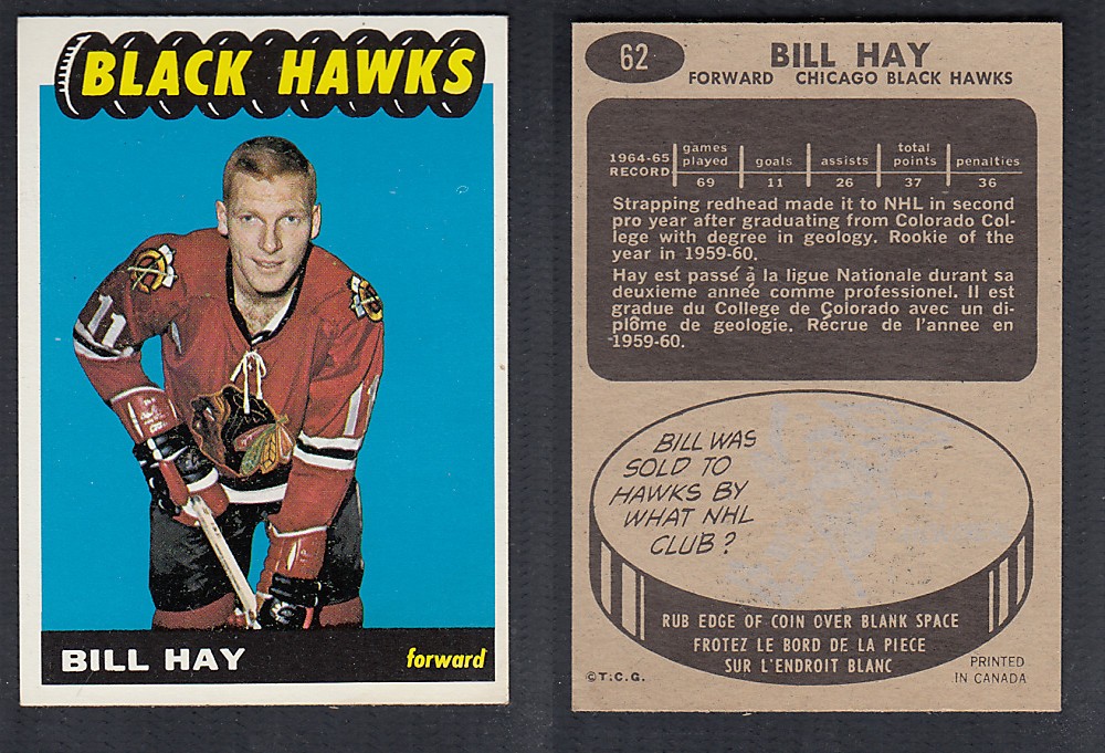 1965-66 TOPPS HOCKEY CARD #62 B. HAY photo