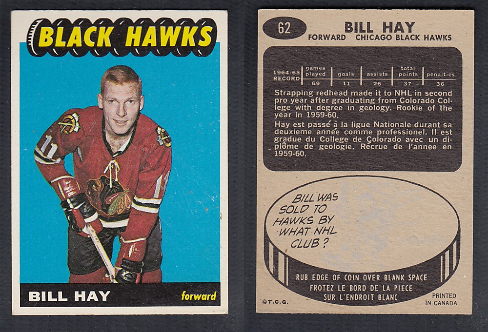 1965-66 TOPPS HOCKEY CARD #62 B. HAY photo